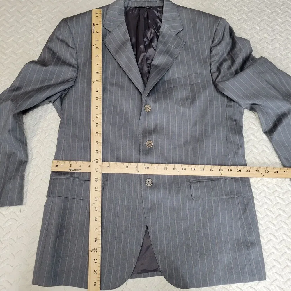 Ermenegildo Zegna Wool Suit‎ Jacket Size 44 RE Gray Pinstriped 